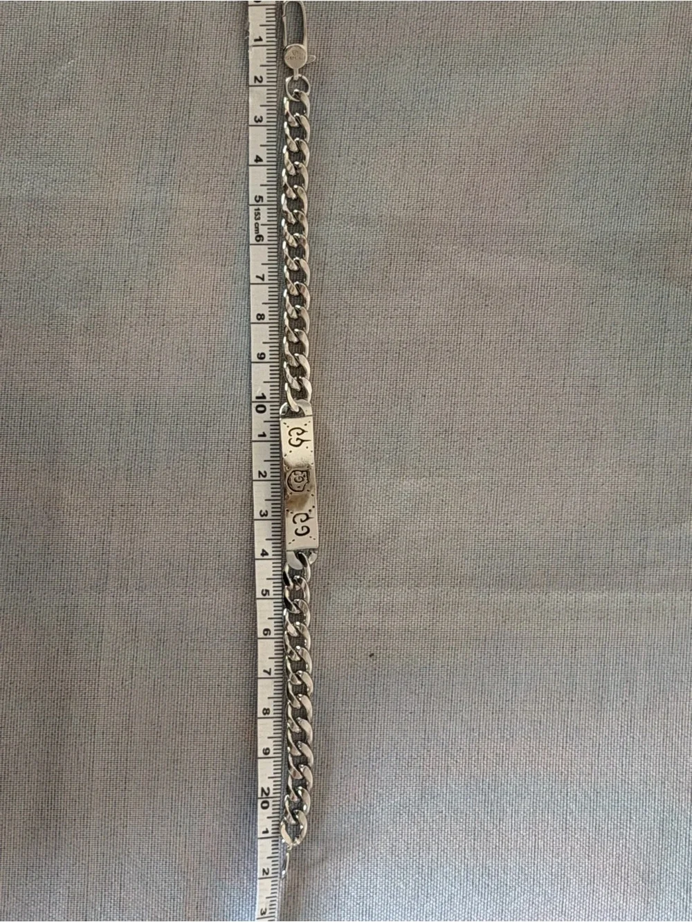 Sterling Silver GucciGhost Hamlet Skull ID Chain Bracelet